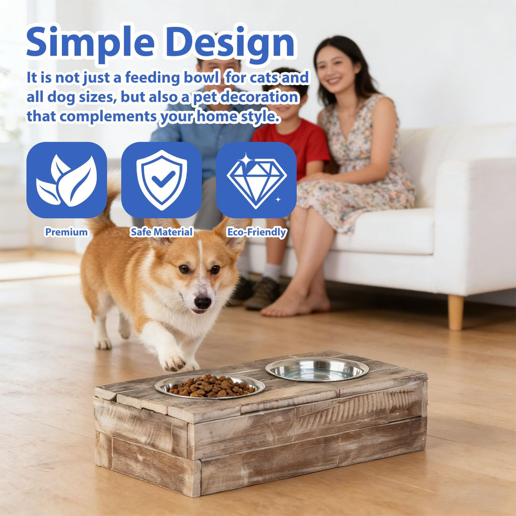 Elevated Dog & Cat Double Bowl Feeder Stainless Steel Bowls B21506