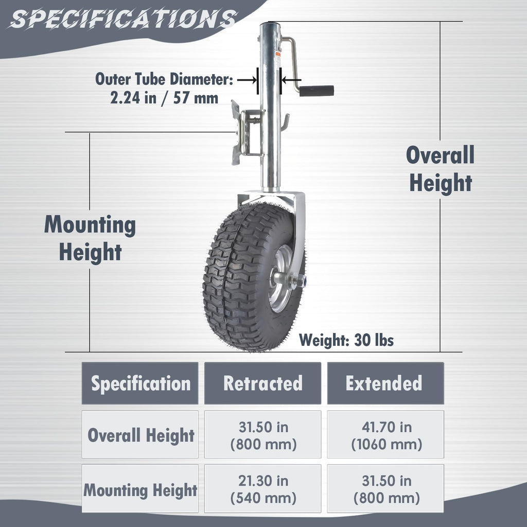 Heavy-Duty Swivel Trailer Tongue Jack 2000 lbs W978