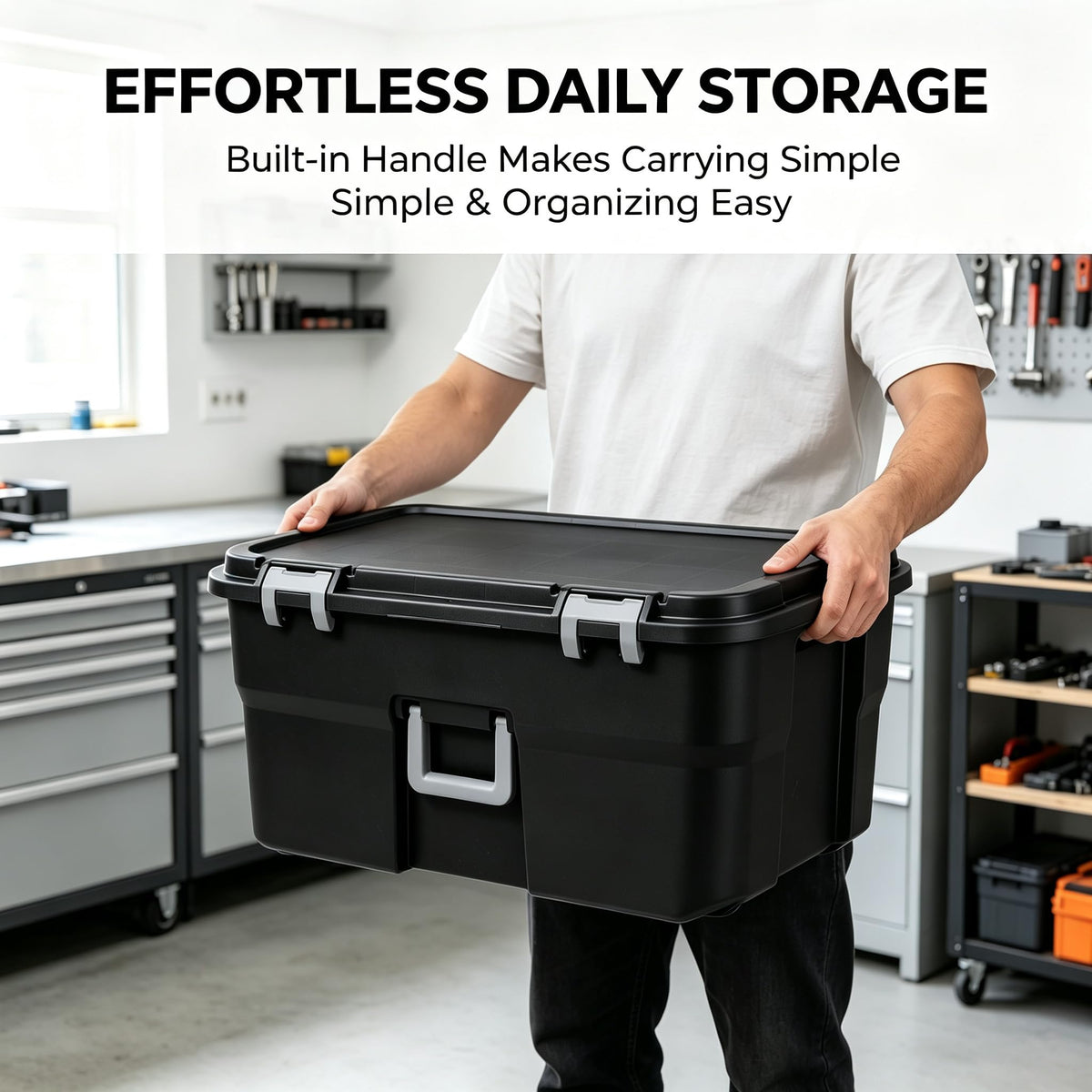 Storage Chest 22 Gal Heavy Duty Lockable Trunk with Wheels S114