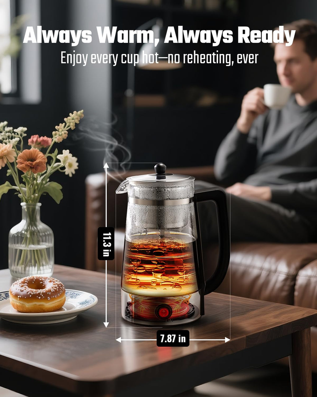 10-Cup Electric Percolator Coffee Pot with Borosilicate Carafe O49371