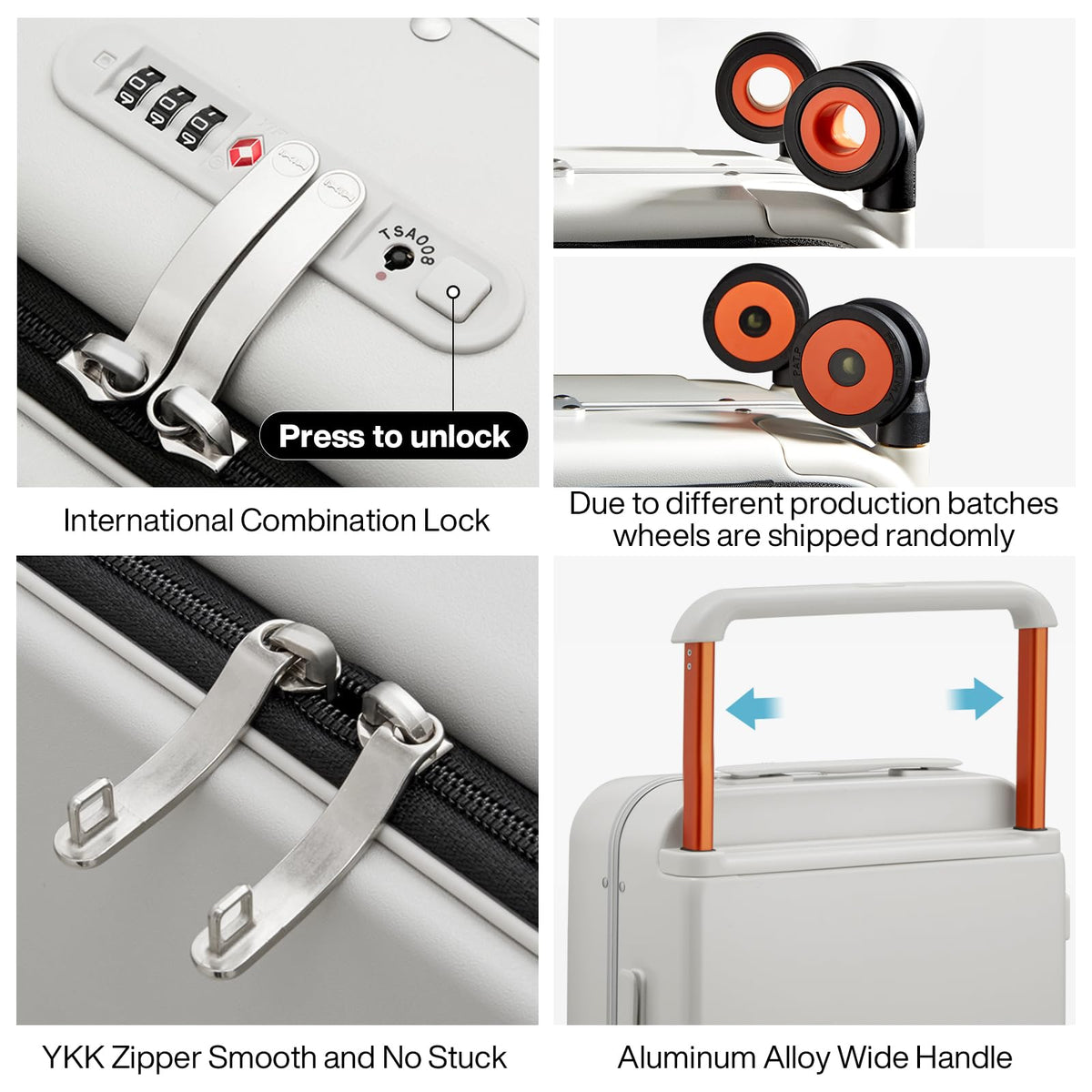 20 Inch Carry On Luggage Aluminum Frame Spinner Wheels B9855