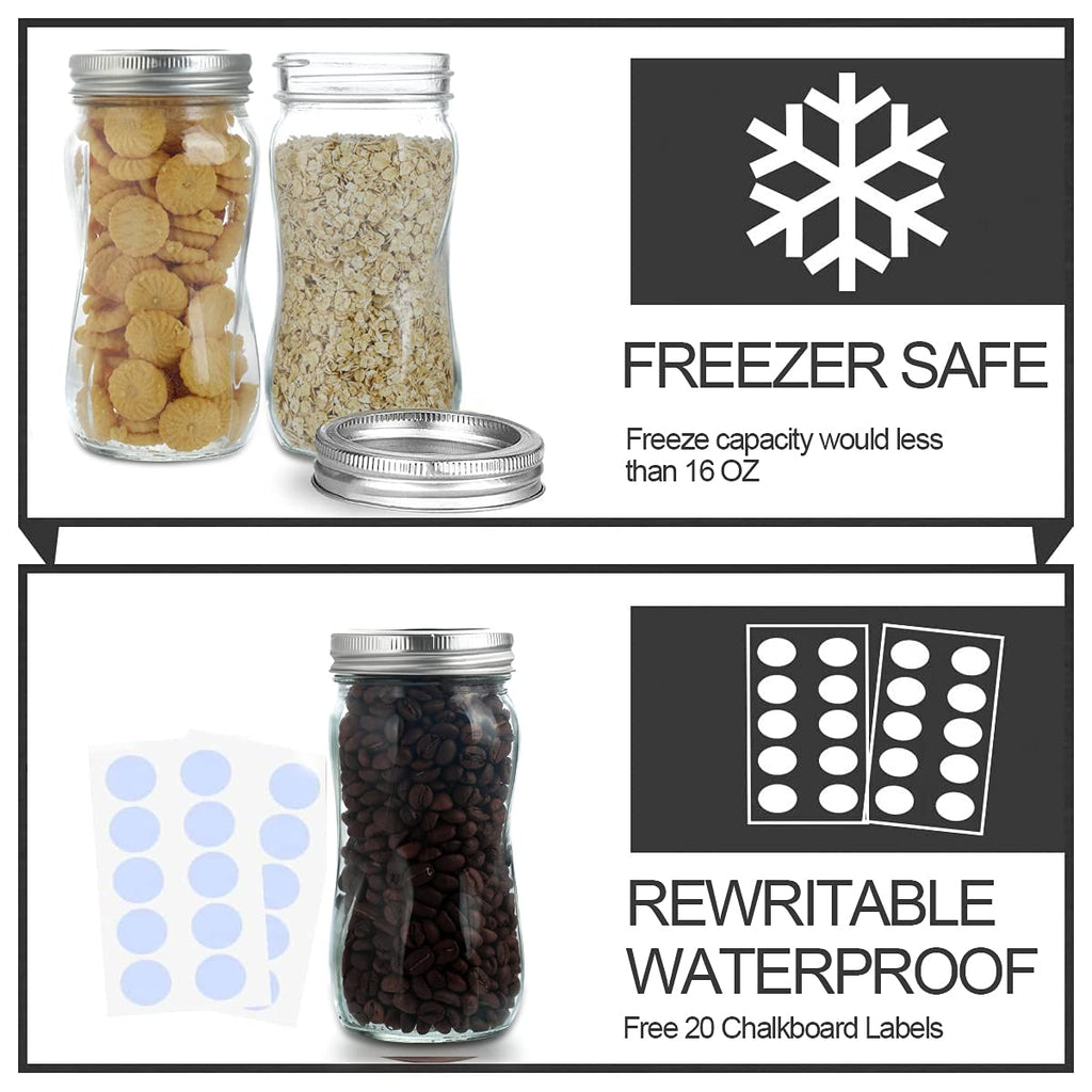 16oz Regular Mouth Mason Jars 12 Pack with Lids & Bands E680608