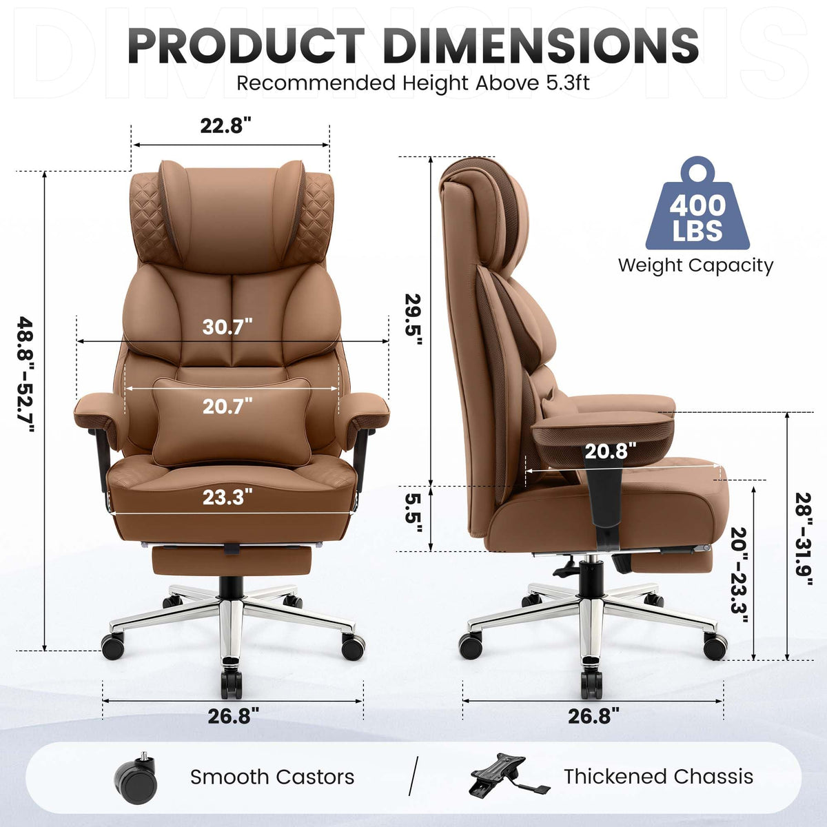 Big and Tall Leather Gaming Chair with Footrest U417