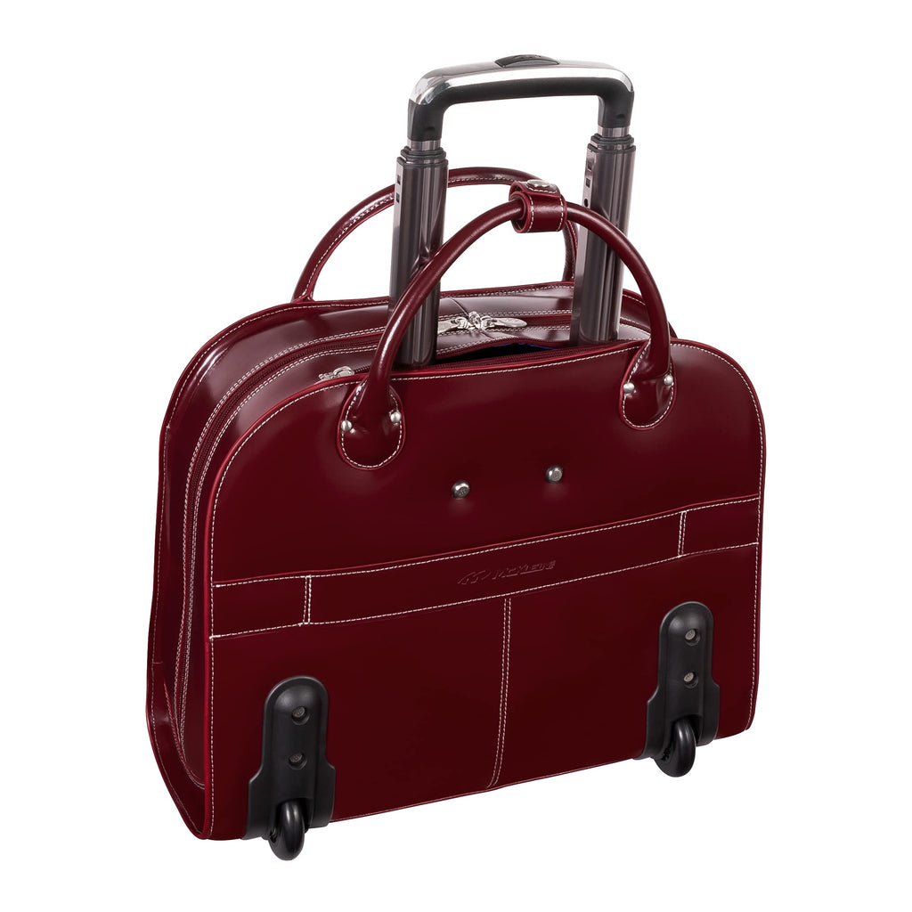 15" Leather Wheeled Laptop Briefcase Bag Y322