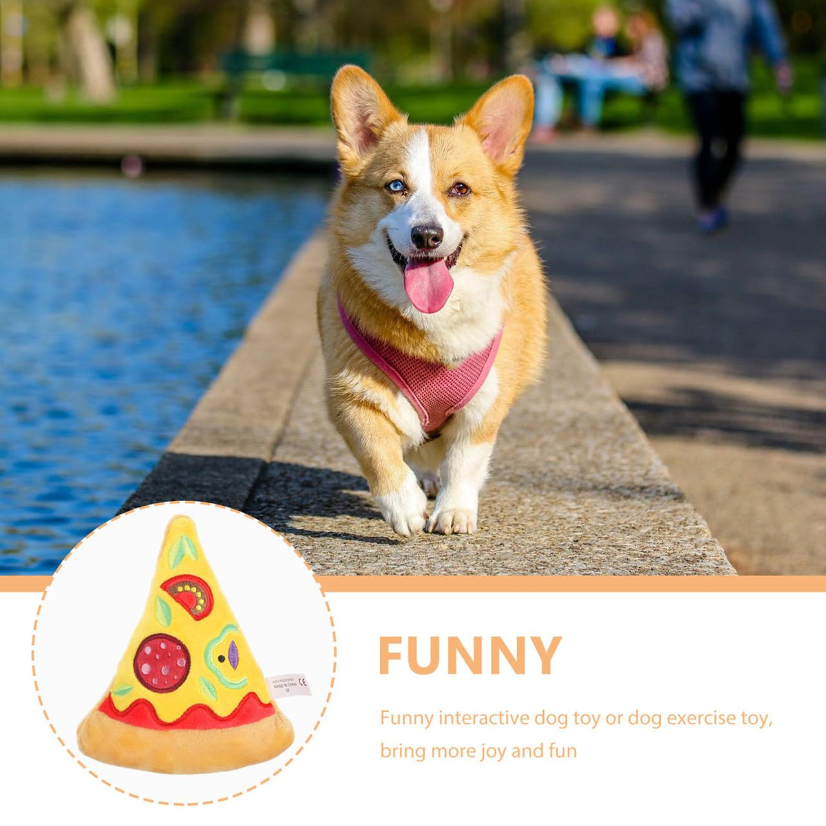 Squeaky Pizza Plush Dog Chew Toy 1 Pack Q1824
