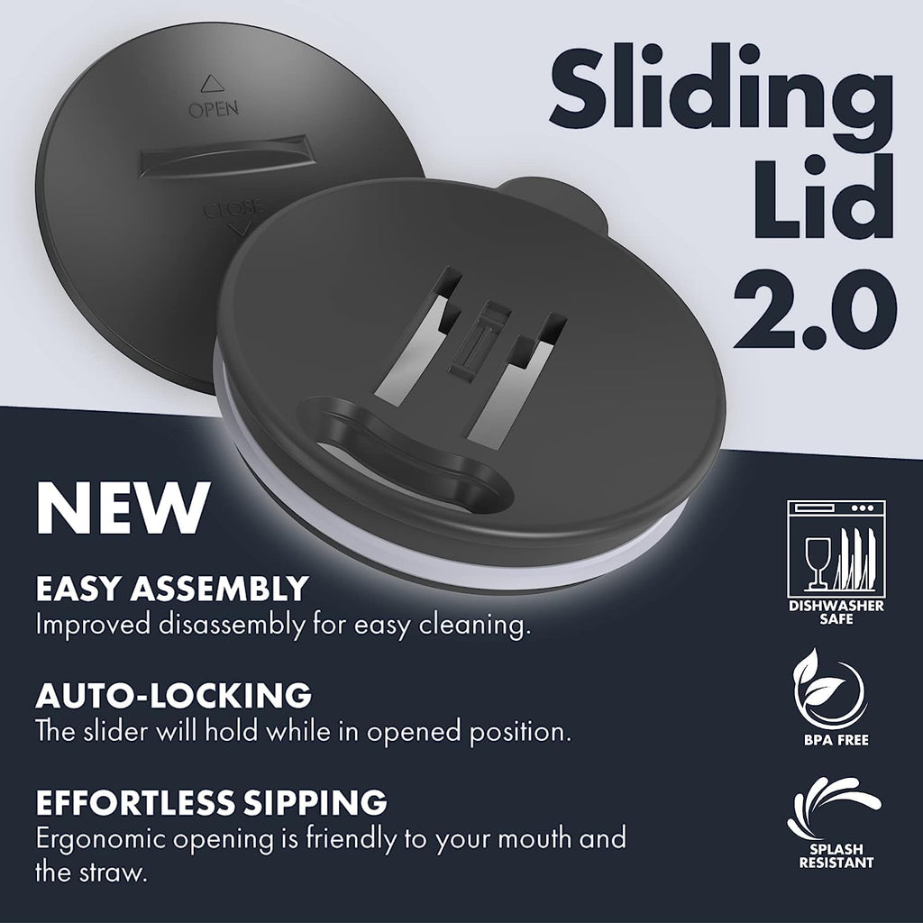16 oz Insulated Stainless Steel Tumbler 2-Pack with Handle & Sliding Lid J120784
