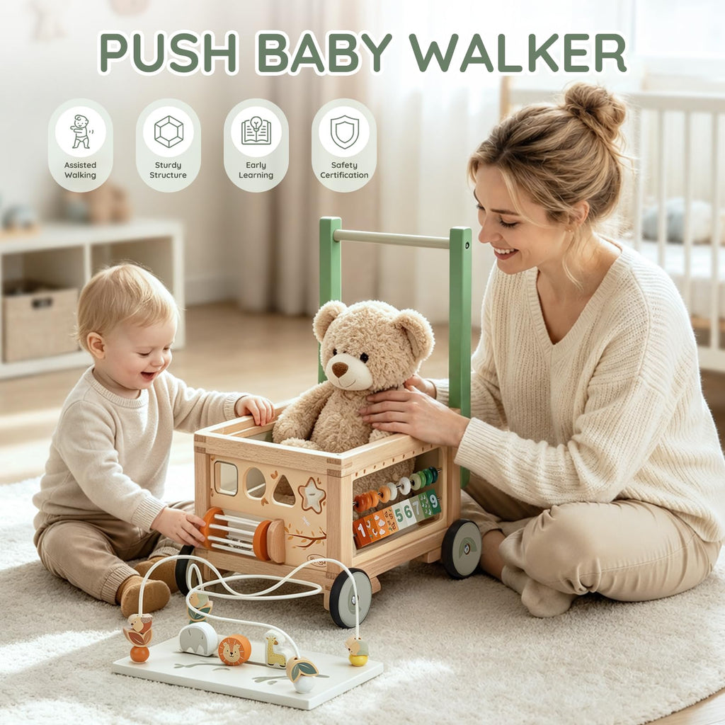 Wooden Baby Walker with Activity Cube D6257