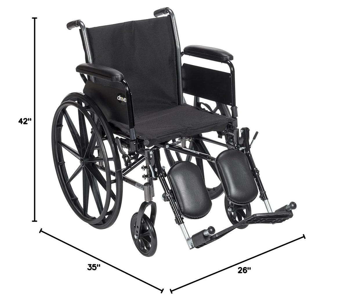 Lightweight Wheelchair Full Arms Black 18" L49610