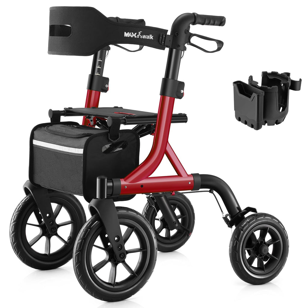 Red All Terrain Wheeled Walker with Seat C4163