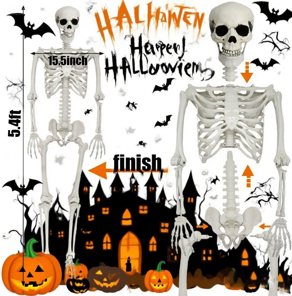 5.4ft Life Size Skeleton with Movable Joints R66812