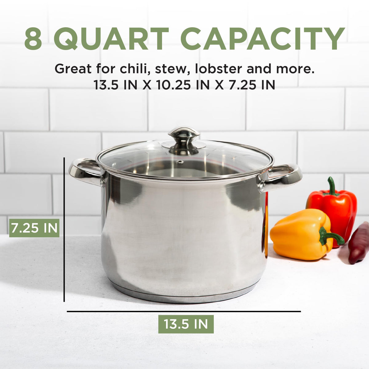 Stainless Steel 8-Quart Stock Pot with Glass Lid A831