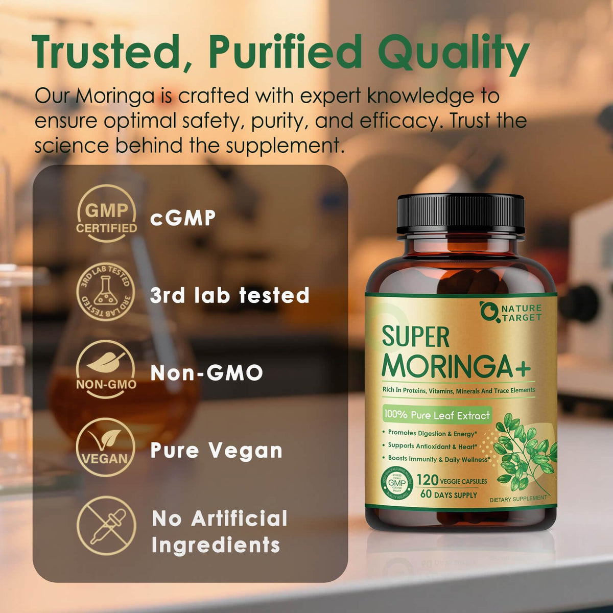 Pure Moringa Oleifera 1000mg Capsules, 120 Count H815074