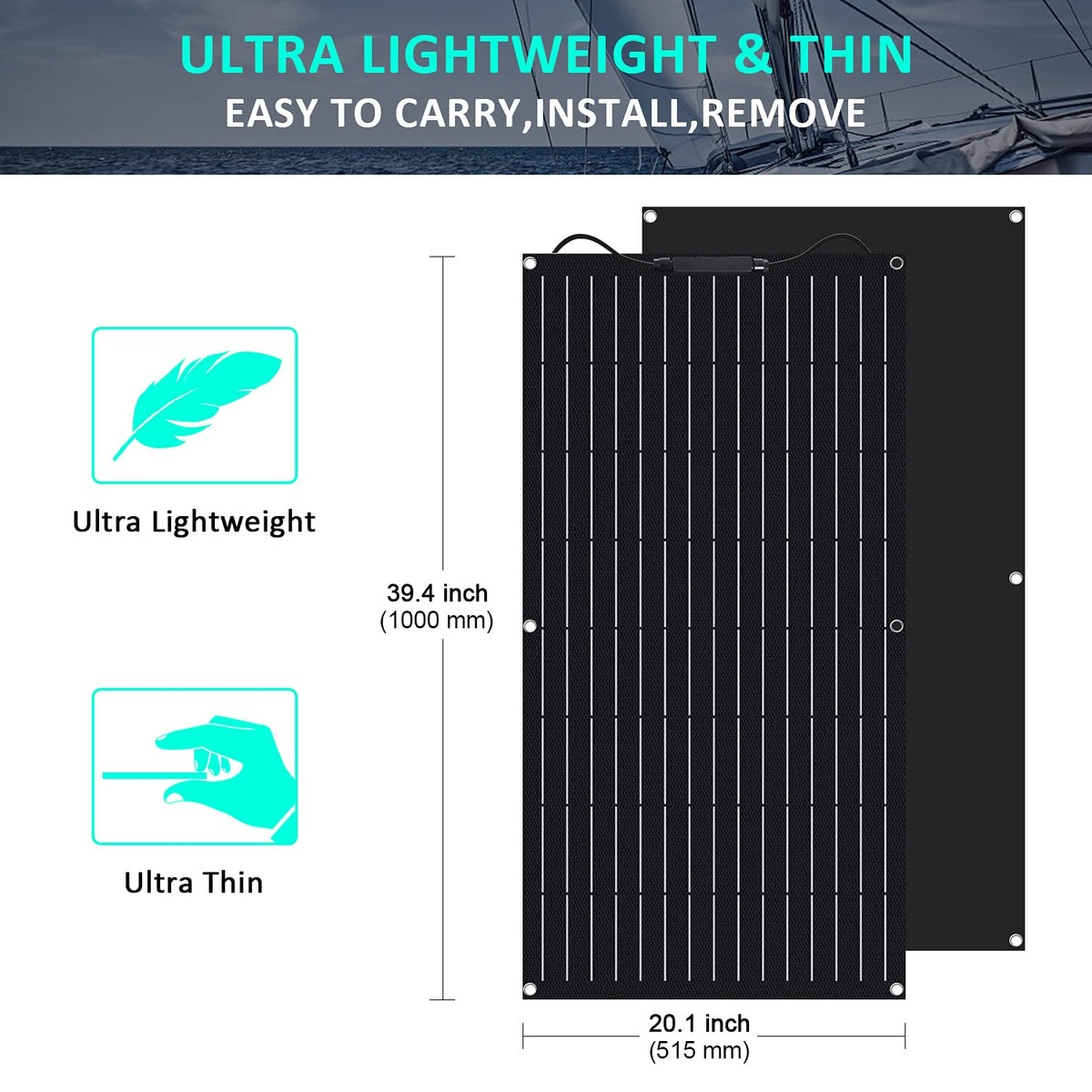 100W 12V ETFE Monocrystalline Flexible Solar Panel Kit 30A PWM M68688