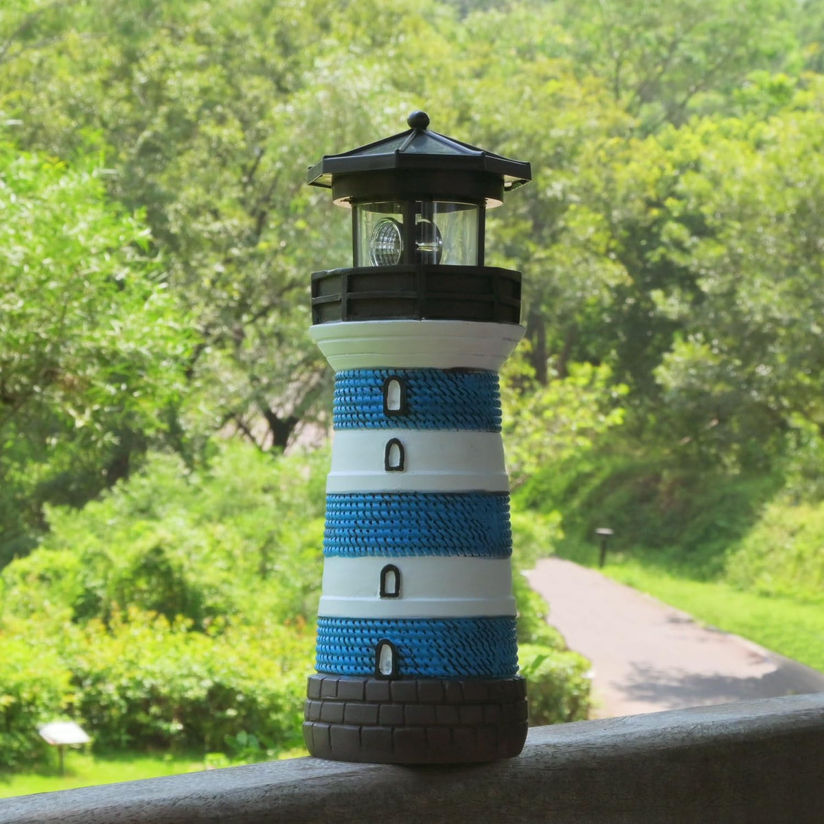 Solar Lighthouse Rotating Beacon Led Yard Statue F53236