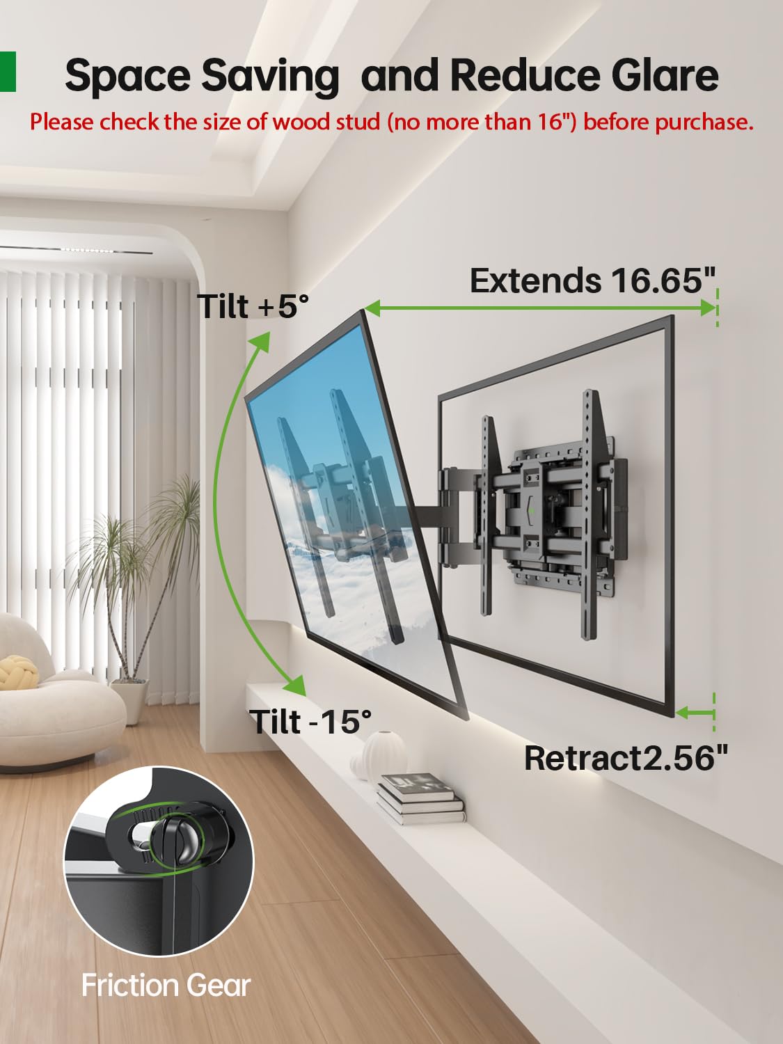 Full Motion TV Wall Mount for 42-90 inch Flat Screen K7672