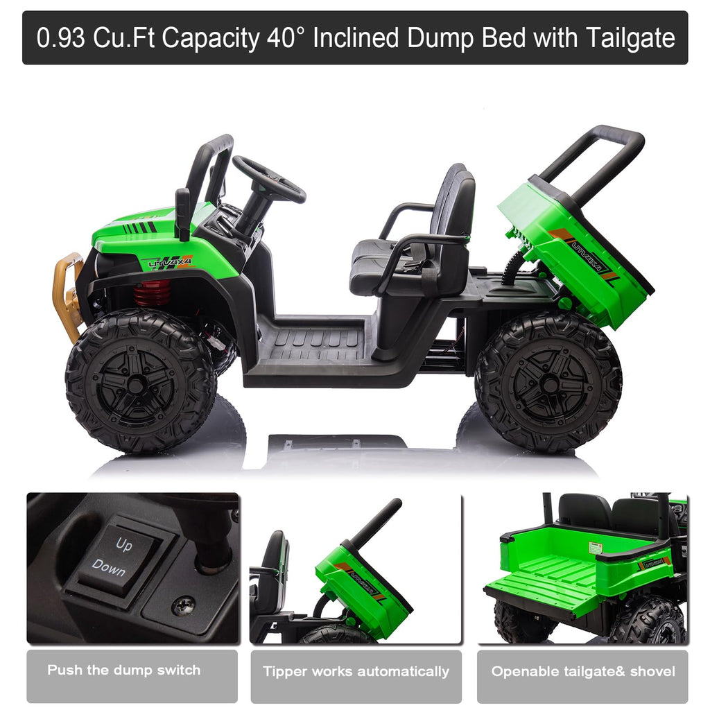 Green 2 Seater 24V Ride On Dump Truck S45233