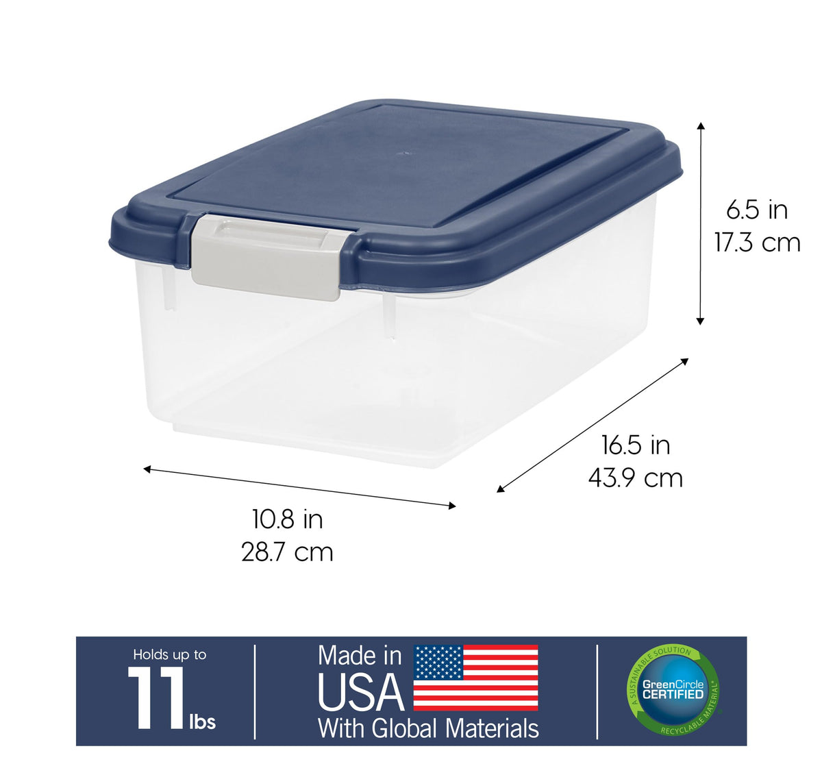 Dog Food Storage Container, Up to 11 lbs, Navy U326214