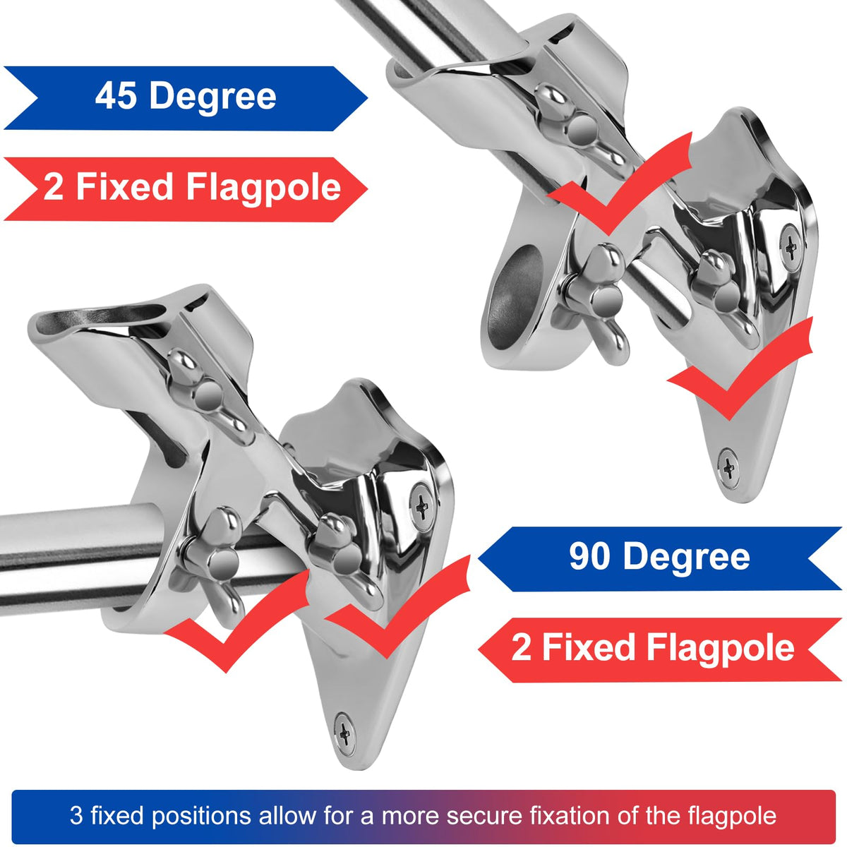 316 Stainless Steel Flag Pole Holder, 2 Position 1 in Y903