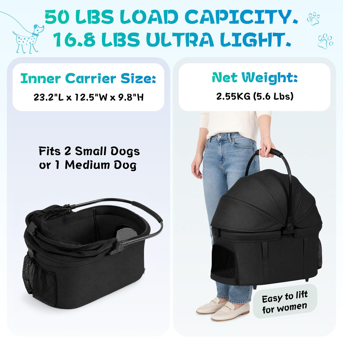 3-in-1 Pet Stroller Black M41311