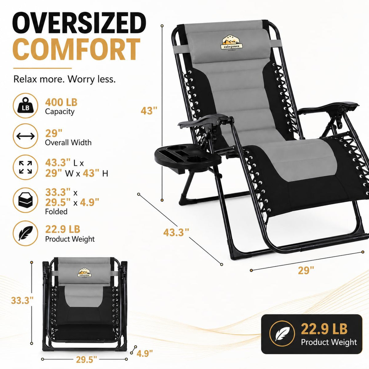 Oversized Zero Gravity Chair 400-lb Capacity Recliner Y1413