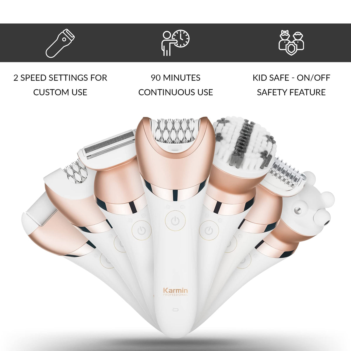 Cordless Waterproof 5 in1 Wet Dry Epilator M1828