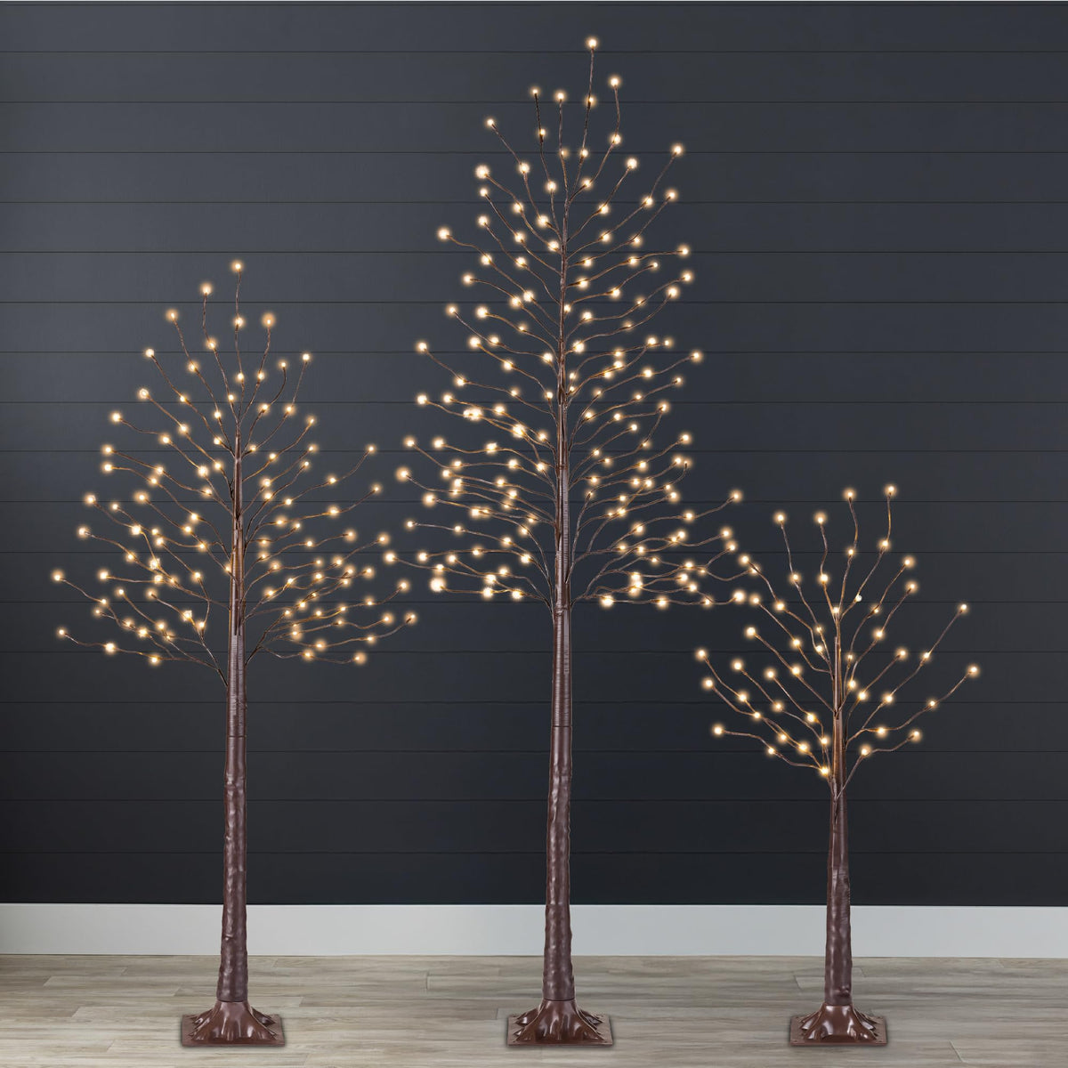 4ft 6ft 8ft Lighted Birch Tree 3Pk with LED Lights Q13432