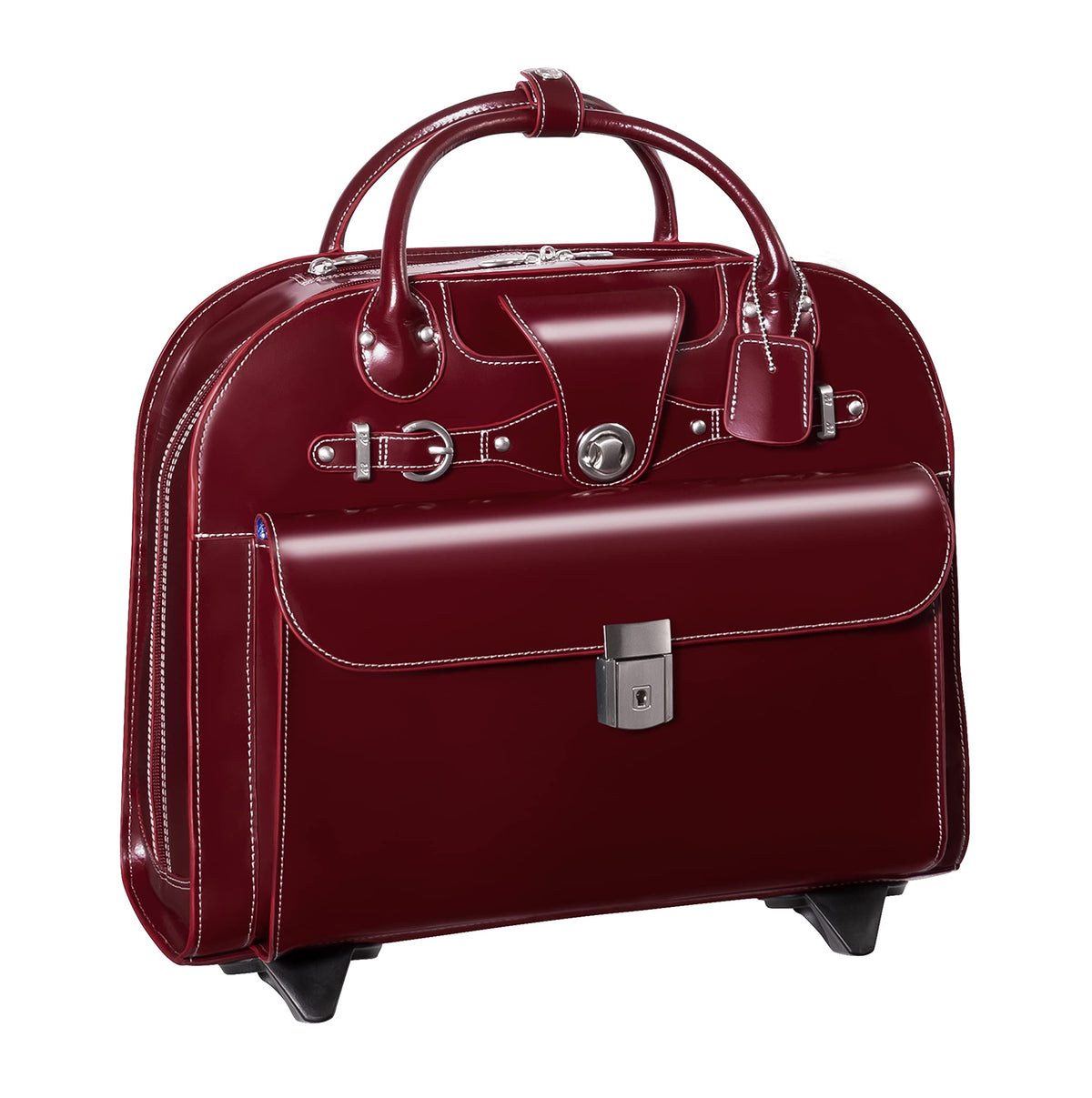 15" Leather Wheeled Laptop Briefcase Bag Y322