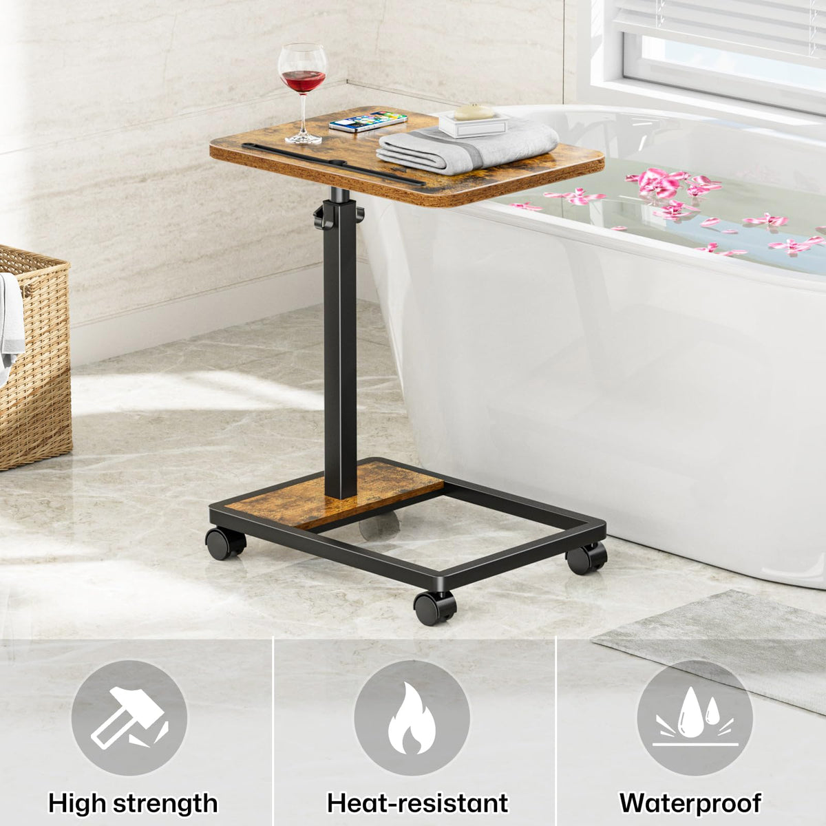 Adjustable TV Tray Table with Wheels Q50914