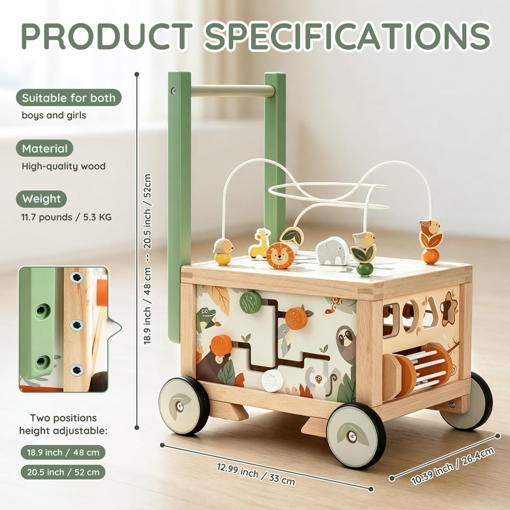 Wooden Baby Walker with Activity Cube D6257