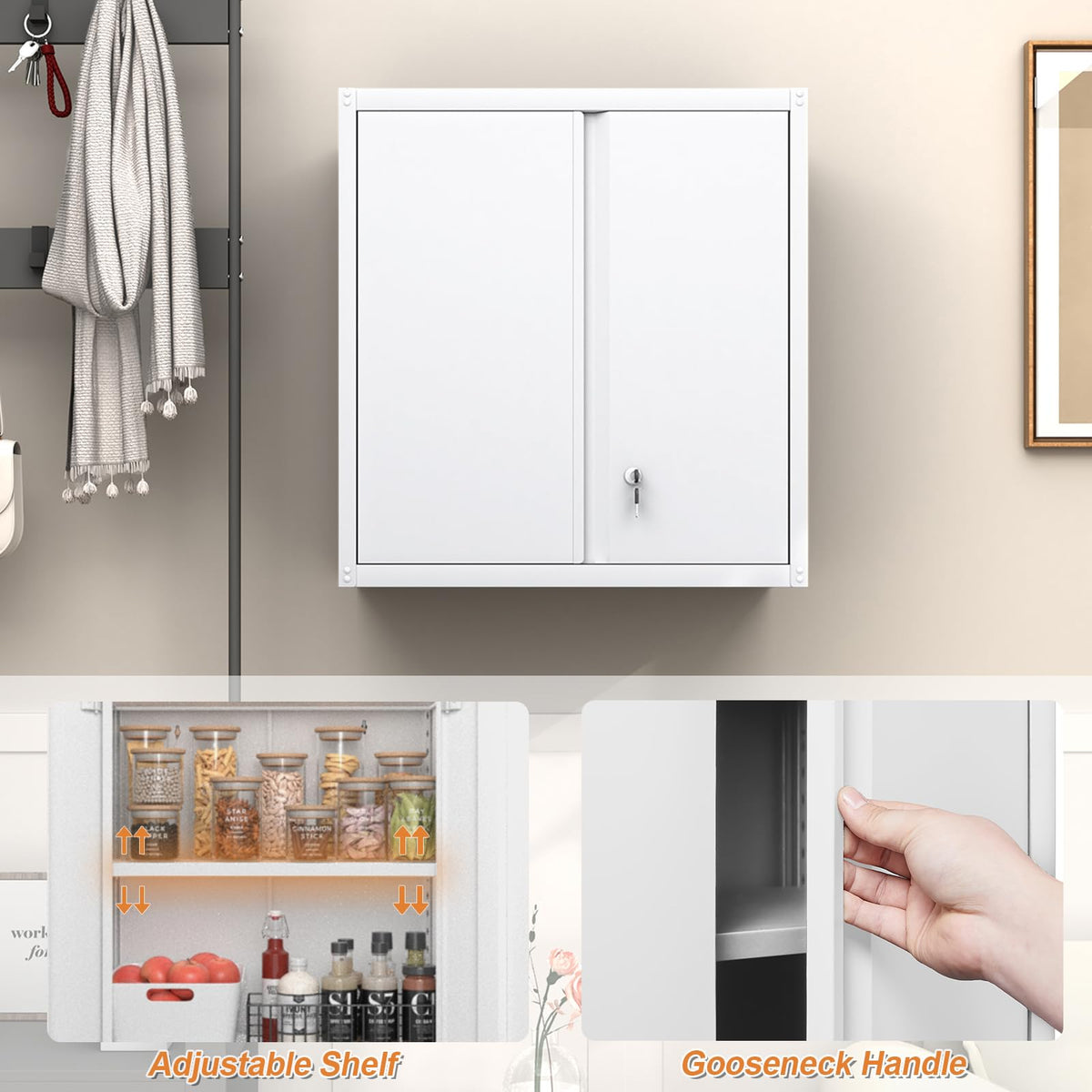 Metal Wall Mounted Storage Cabinet with Lock G459