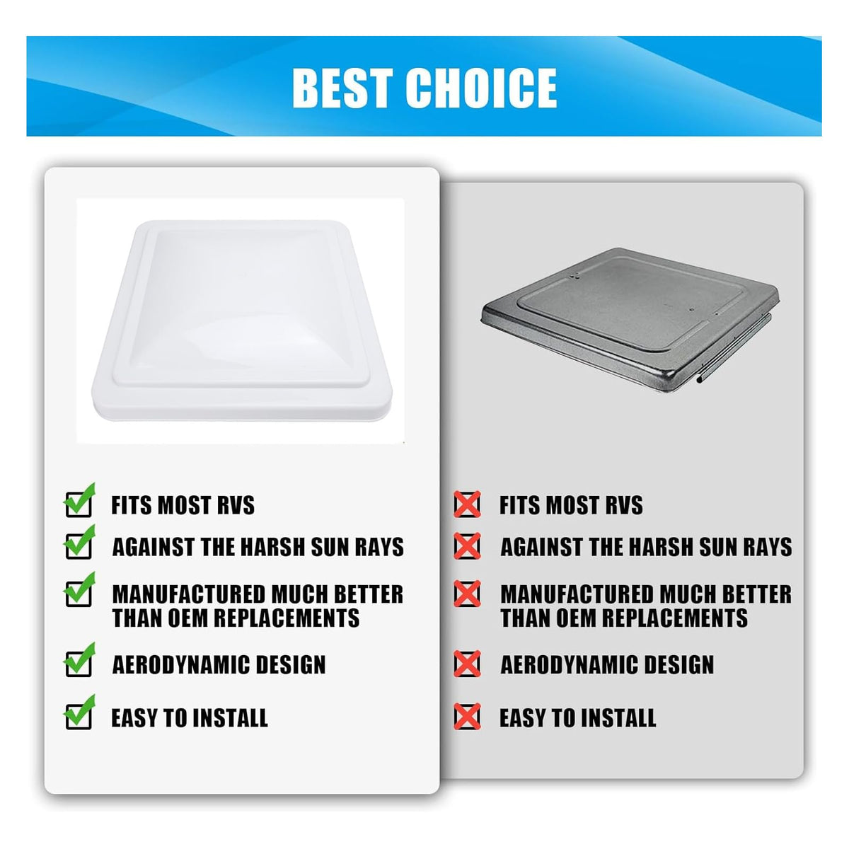 White 14in RV Roof Vent Cover T557