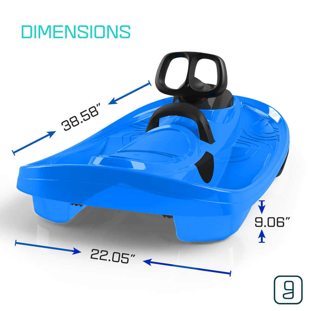 Snow Sled with Steering Wheel, Pull Up Brake, Anti-Slip Seat B147