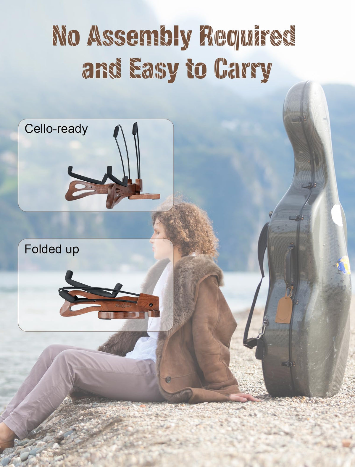Walnut Cello Stand with Bow Holder T917