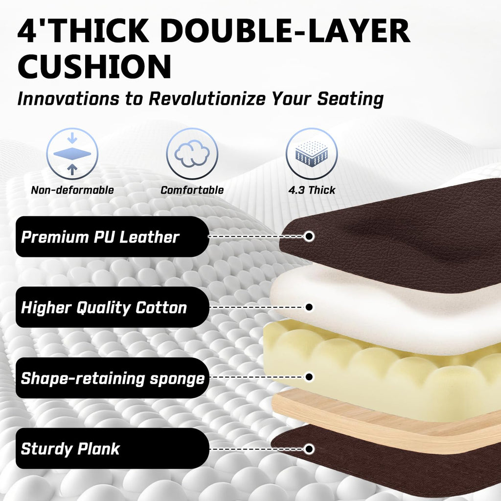 Brown 400lbs Ergonomic PU Leather Office Chair with Foot Rest N964