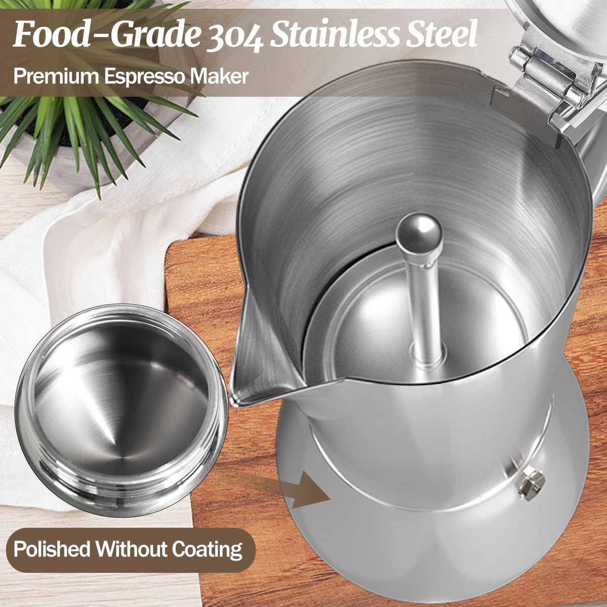 12 Cup 304 Stainless Steel Moka Pot N13268