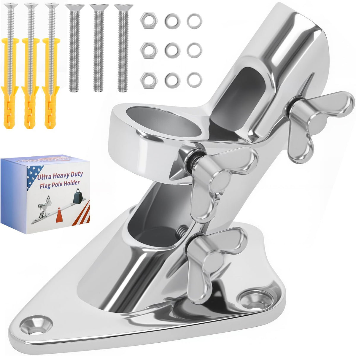 316 Stainless Steel Flag Pole Holder, 2 Position 1 in Y903