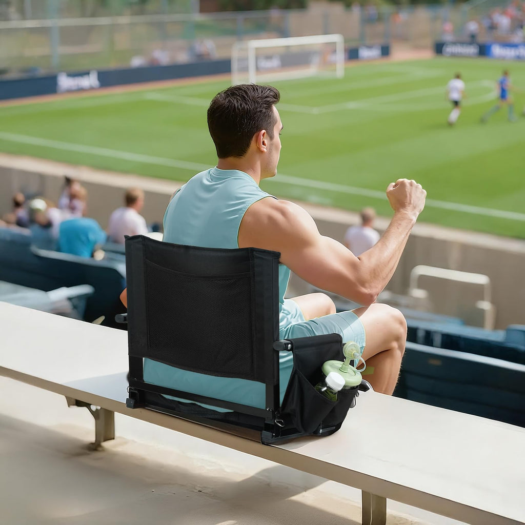 2 Pcs Black Folding Stadium Seat Cushion with Back Support I798