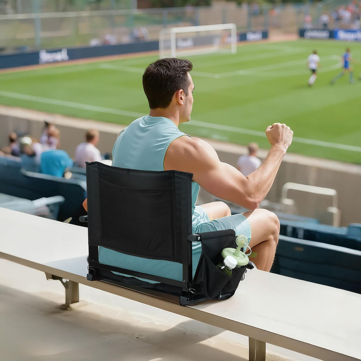 2 Pcs Black Folding Stadium Seat Cushion with Back Support I798