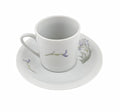 White Purple Floral Porcelain Coffee Cup and Saucer Set 12 Piece G901