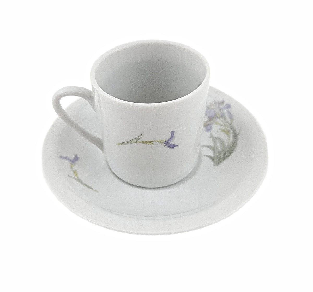 White Purple Floral Porcelain Coffee Cup and Saucer Set 12 Piece G901