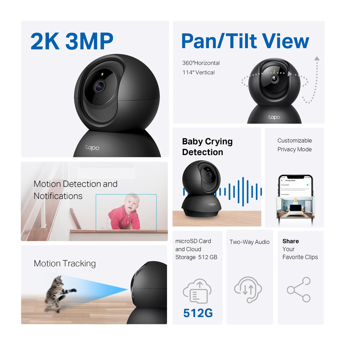 2K Pan Tilt Security Camera 2-Pack H9331