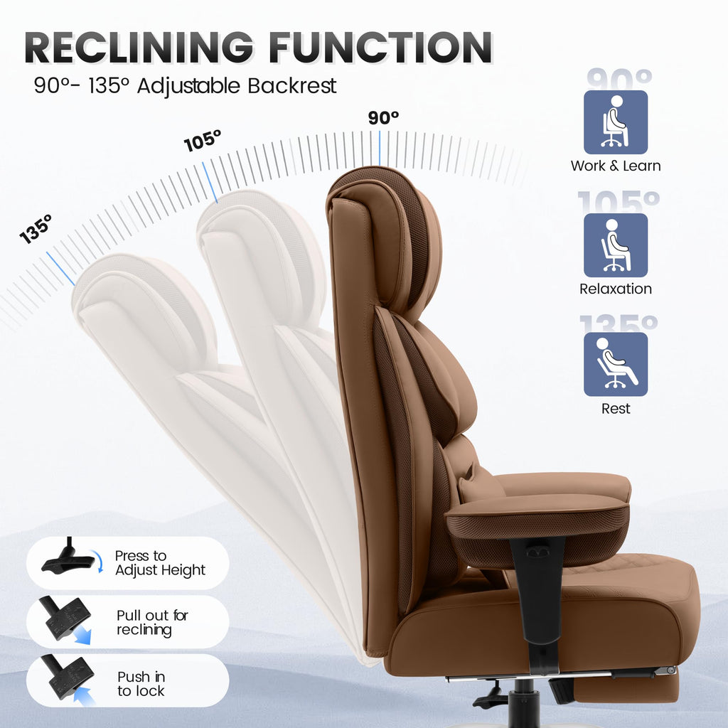 Big and Tall Leather Gaming Chair with Footrest U417