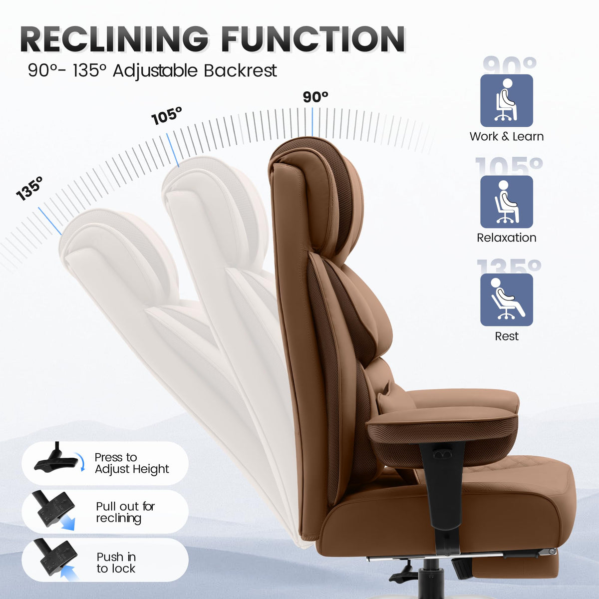Big and Tall Leather Gaming Chair with Footrest U417