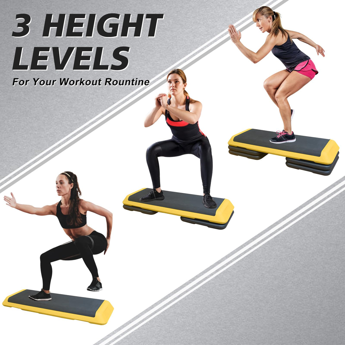 43'' Adjustable Exercise Stepper with 4 Detachable Risers B367