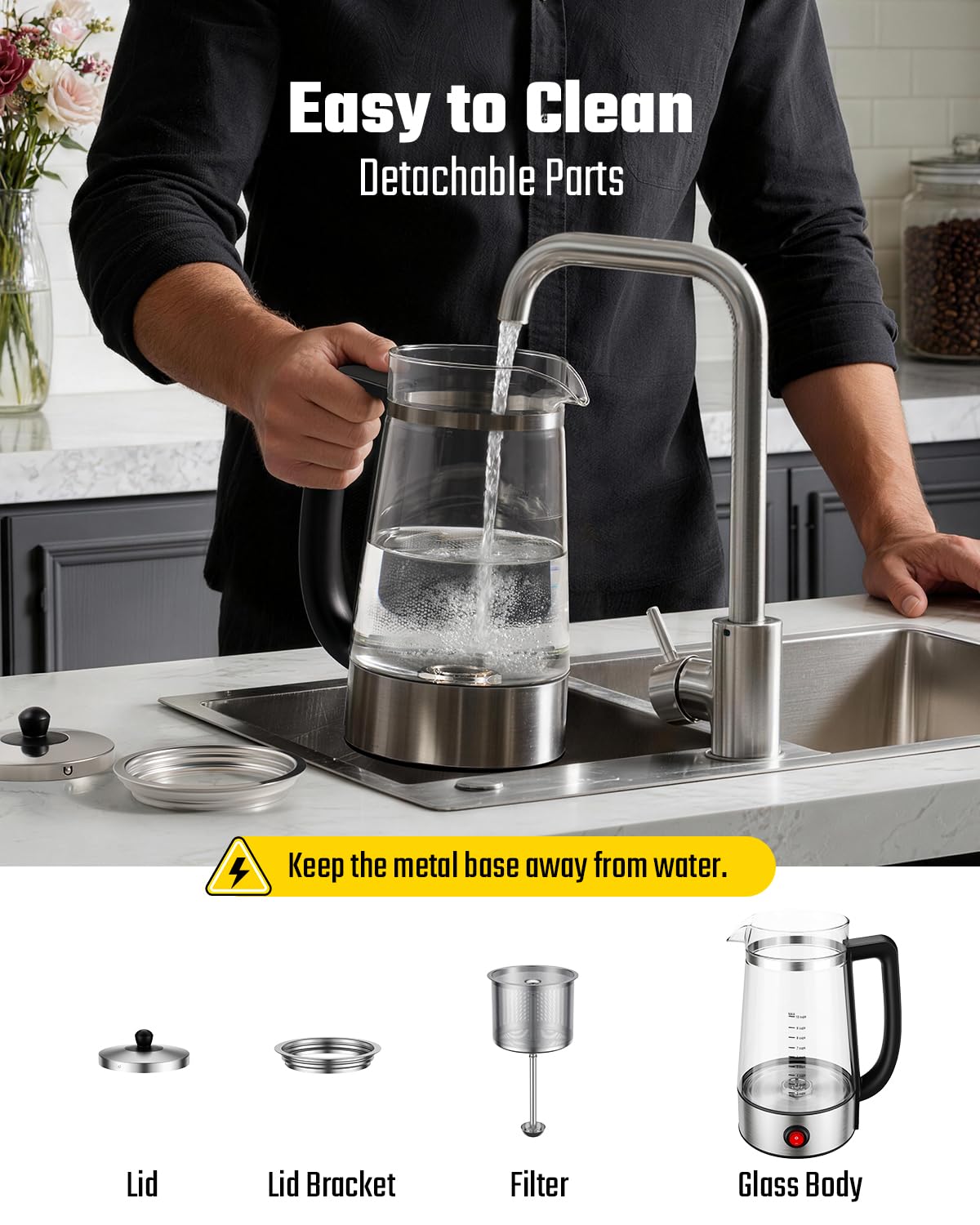10-Cup Electric Percolator Coffee Pot with Borosilicate Carafe O49371