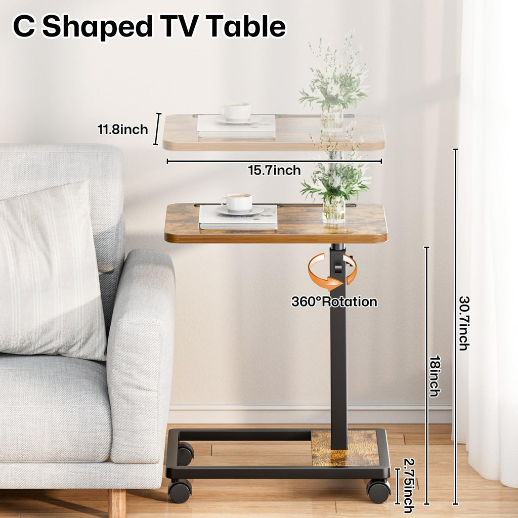 Adjustable TV Tray Table with Wheels Q50914