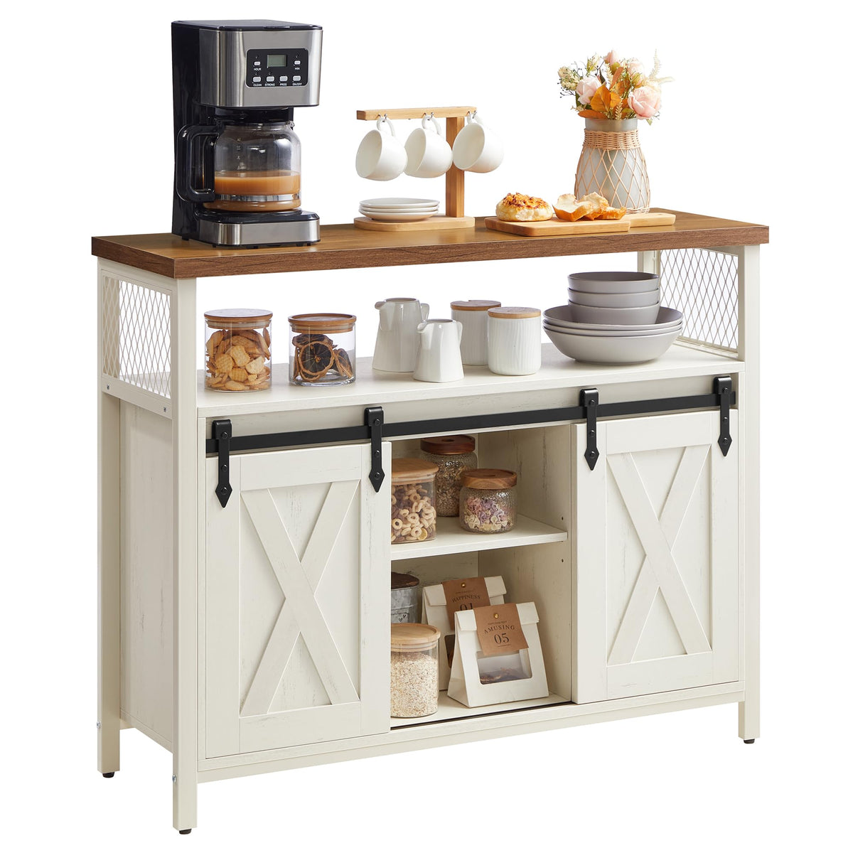 Buffet Cabinet with 2 Sliding Barn Doors F7592