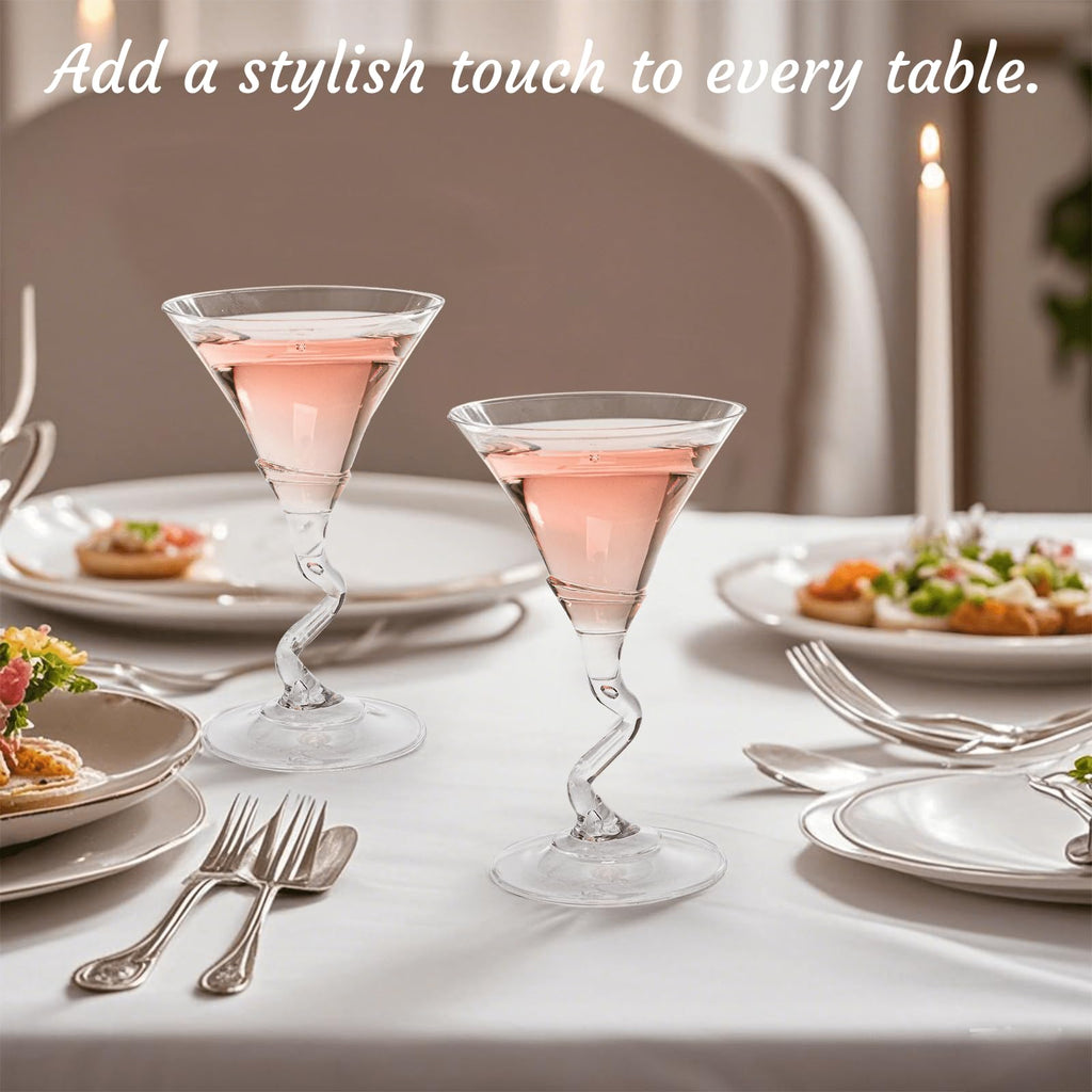 18 Pack 5 Oz Plastic Martini Glasses with Twisted Stem W53662