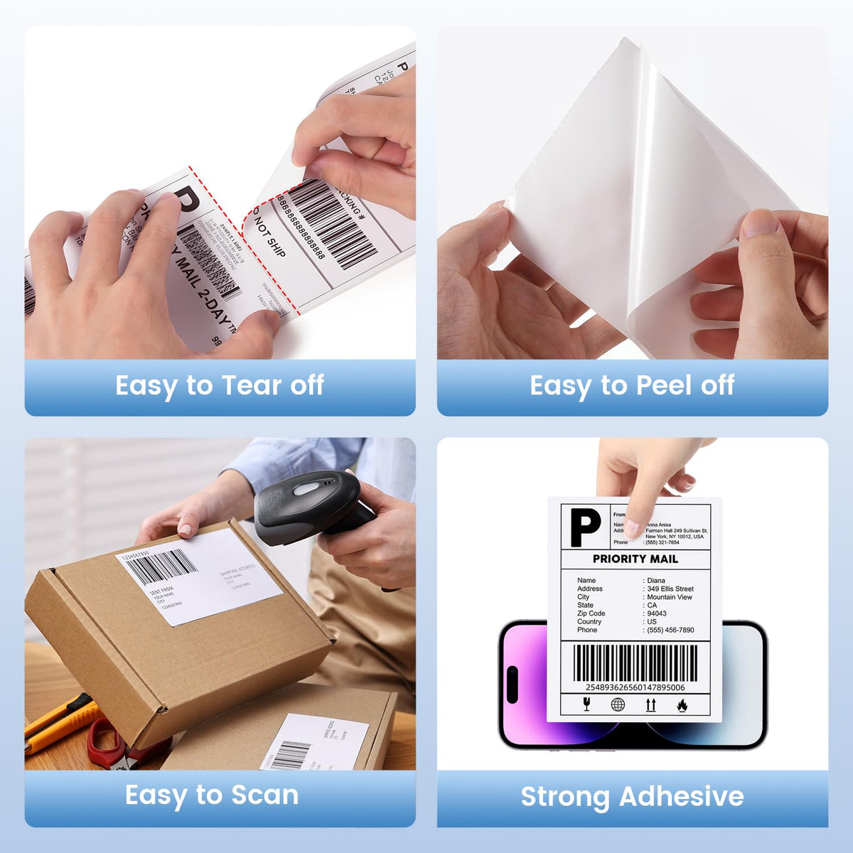 4x3 Thermal Labels 500PCS Water/Oilproof A338579