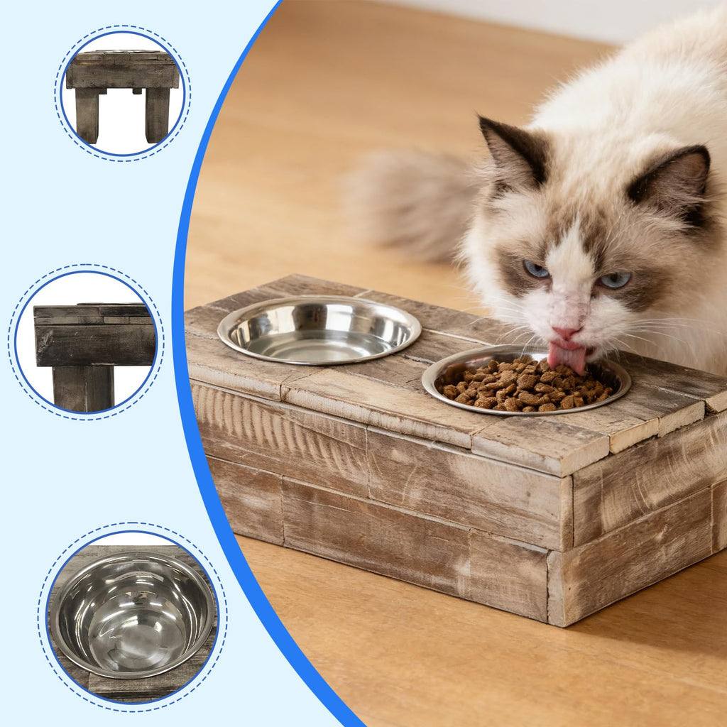 Elevated Dog & Cat Double Bowl Feeder Stainless Steel Bowls B21506